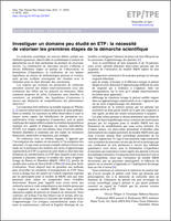 Investiguer un domaine peu étudié en ETP : la nécessité de ... Image 1